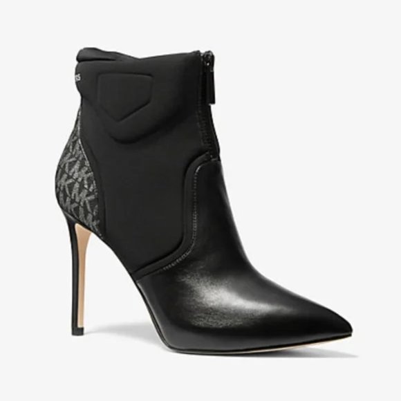 MICHAEL KORS UMA LEATHER AND SCUBA ANKLE BOOTS - Picture 2 of 8